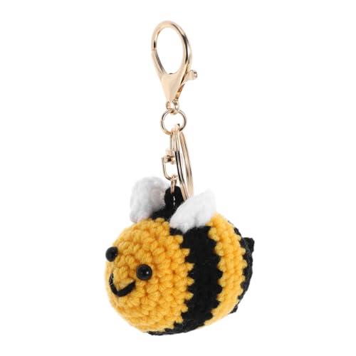 PRETYZOOM Kreativer Kleiner Bienenanhänger Ring Tiertaschenanhänger Bienenanhänger Charm Gehäkelter Bienen Schlüsselanhänger Handgestrickte Gehäkelte Biene Handgefertigter Gehäkelter von PRETYZOOM