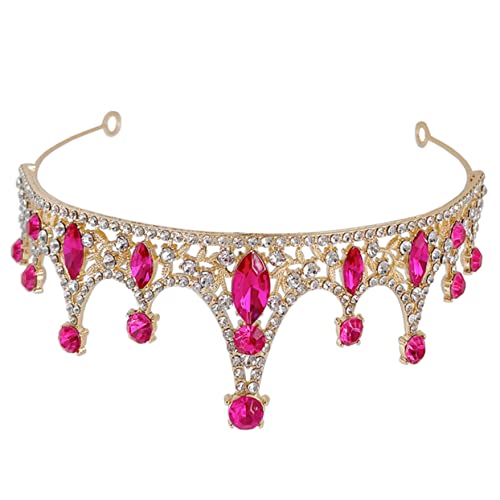 PRETYZOOM Mädchen Strass Krone Stirnband Geburtstag Party Foto Kind Kopfschmuck Rot von PRETYZOOM