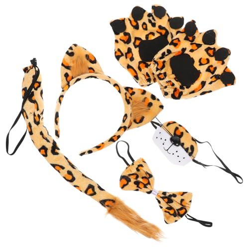 PRETYZOOM Leoparden Kostümset Mit Haarreif Ohren Nase Und Fliege Animal Zubehör Für Karneval Fasching Und Halloween von PRETYZOOM