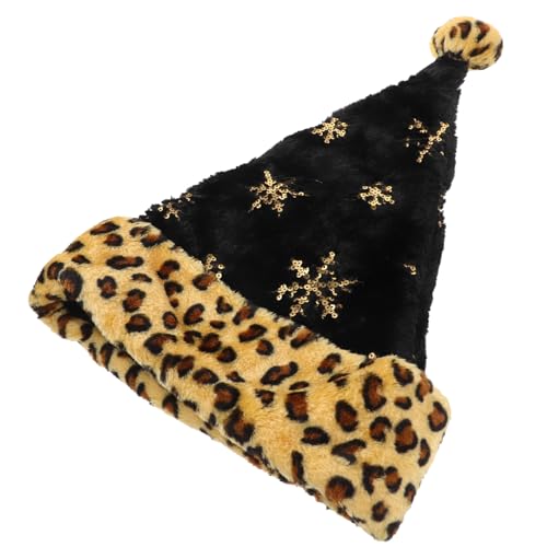PRETYZOOM Leopardenmuster Weihnachtsmannmütze Für Erwachsene Plüsch Warme Und Bequeme Weihnachtsmütze Für Feiertagsfeiern Perfektes Weihnachtszubehör Für Fotorequisiten Und Festliche von PRETYZOOM