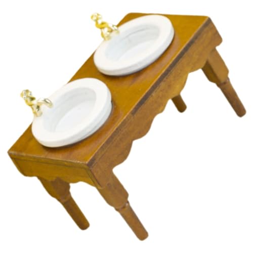 PRETYZOOM Mini-Puppenhaus-Waschbecken im Maßstab 1:12 Miniatur-Waschbecken im Badezimmer Waschbecken aus Holz Puppenhaus-Möbelmodell für Puppenhaus-Zubehör von PRETYZOOM