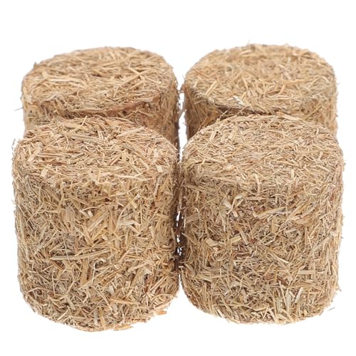 PRETYZOOM Miniatur-Ballen- 4 Stück Dekorative Winzige Strohballen-Ornamente Mini-Heuhaufen-Modell Dekoration Für Puppenhaus Bauernhof-Zubehör Mikro-Landschaft Zylindrisch von PRETYZOOM