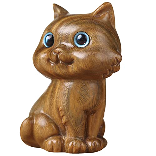 PRETYZOOM Ornamente Figur Pfoten Haustier Katzengarten Plüschtiere Statue Futterspender Bausatz Miniaturtiere Kleine Schreibtischdekoration Kätzchen Tierskulptur Grünes Sandelholz von PRETYZOOM