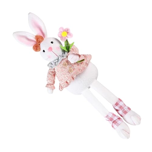 PRETYZOOM Osterhase Kaninchen süßes Puppenplüschtier Plüschtierpflanze Kleiner Heubeutel für Haustiere Bunny hasenfiguren osterparty gefallen ausgestopfter Hase Stoff Rosa von PRETYZOOM