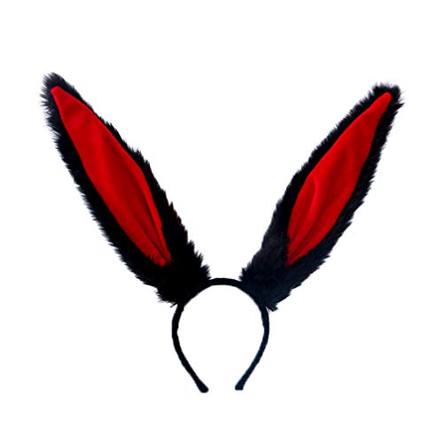 PRETYZOOM Ostern Hasenohren Stirnband Hasenohren Stirnband Haarband Ostern Party Bevorzugt Cosplay Kostüm Dekoration Schwarz Rot von PRETYZOOM