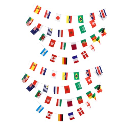 PRETYZOOM 2St WM-Saite 2022 Internationale Schnurflaggen Fußball-Cup-Banner Embleme Party-Banner Party dekorative Banner Gitter Flagge der fünf Elemente Katar das Banner Zubehör für Fans von PRETYZOOM