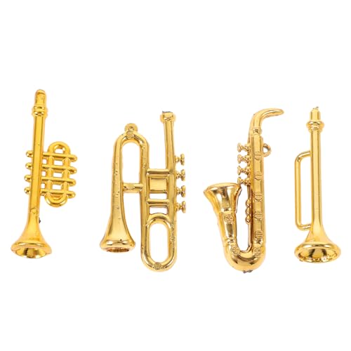 PRETYZOOM Puppenhaus-Musikinstrumente 4 Stück Miniatur-Saxophon Mini- Trompete Modell Weihnachtsbaum-Instrumente Hängende Verzierung Für Puppenhaus-Musikzimmer-Dekoration von PRETYZOOM