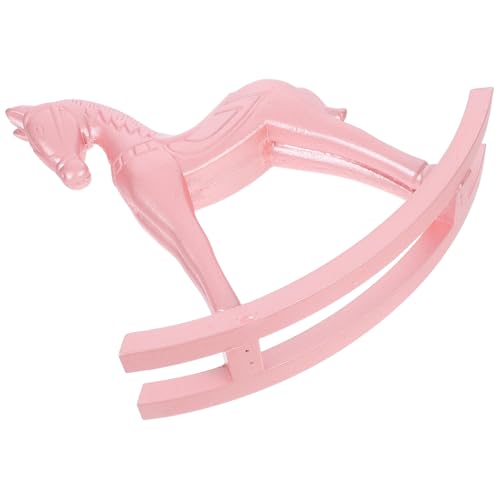 PRETYZOOM Schaukelpferd Ornament Kleine Statue Schwedisches Pferdeornament Miniaturmöbelmodell Pferdefigur Mini-Stuhl-Modell Miniatur-zubehör Wohnkultur Mädchenhafte Ornamente Holz Rosa von PRETYZOOM