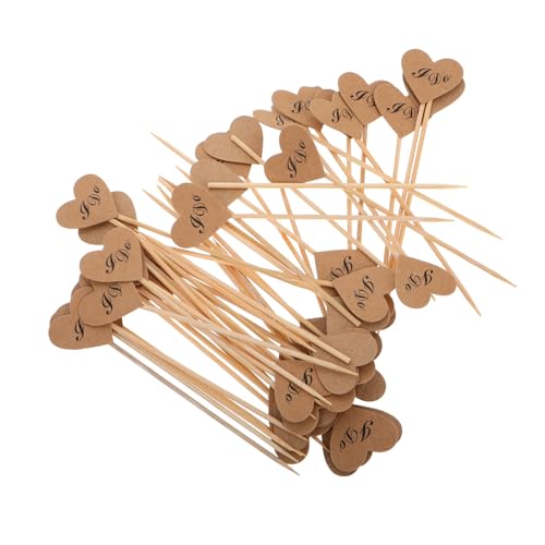 PRETYZOOM 50 Stück Herz-cupcake-topper Vintage-kuchenspieße Aus Kraftpapier Liebesbrief-design Perfekt Für Sicher Zum Dekorieren Von Kuchen Ideal Für Brautpartys von PRETYZOOM