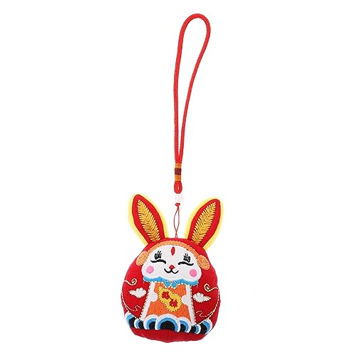 PRETYZOOM Wufu-Kaninchen-verzierung Jahr Der Kaninchen-Maskottchen-Puppe Kaninchen Stofftiere Chinesische Maskottchen-Ornamente Auto Spielzeug Plüsch Chinesisches Tierkreiszeichen Geschenk von PRETYZOOM
