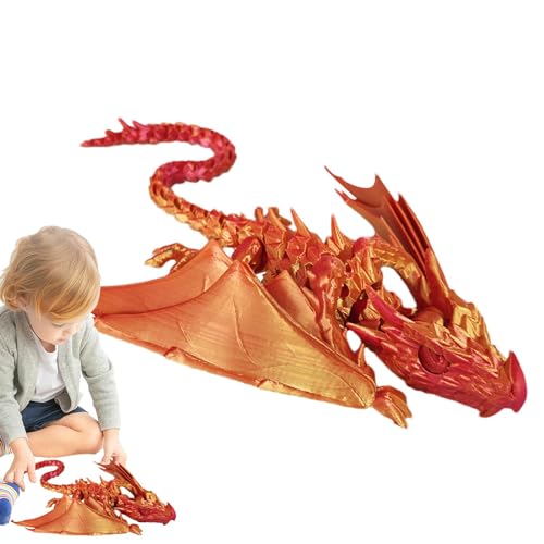 Bedruckter Drache, 30 x 27 cm, beweglicher geflügelter Drache, Kristall-Drache, Fidget-Spielzeug, mythische Teile, beweglicher Drache, mit ineinandergreifenden Körpersegmenten und Bein Bedruckter Drache, 30 x 27 cm, beweglicher geflügelter Drache, Kristall-Drache, Fidget-Spielzeug, mythische Teile, beweglicher Drache, mit ineinandergreifenden Körpersegmenten und Bein von PRIMUZ