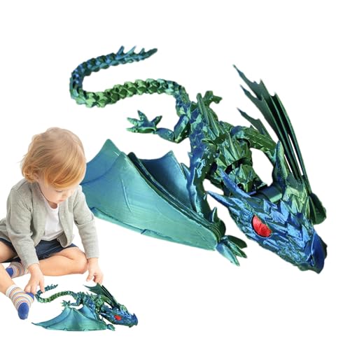 Bedruckter Drache, 30 x 27 cm, beweglicher geflügelter Drache, Kristall-Drache, Fidget-Spielzeug, mythische Teile, beweglicher Drache, mit ineinandergreifenden Körpersegmenten und Bein Bedruckter Drache, 30 x 27 cm, beweglicher geflügelter Drache, Kristall-Drache, Fidget-Spielzeug, mythische Teile, beweglicher Drache, mit ineinandergreifenden Körpersegmenten und Bein von PRIMUZ