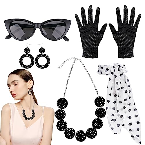 PRIMUZ 1950er Jahre Kostüm-Zubehör, Damen-Accessoires 1950, 50er-Jahre-Kostüm-Zubehör-Set, 50er-Jahre Halloween-Kostüm-Zubehör für Gastgeschenk-Zubehör PRIMUZ 1950er Jahre Kostüm-Zubehör, Damen-Accessoires 1950, 50er-Jahre-Kostüm-Zubehör-Set, 50er-Jahre Halloween-Kostüm-Zubehör für Gastgeschenk-Zubehör von PRIMUZ