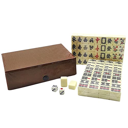 PRIMUZ Familien-Mahjong-Set, komplette nummerierte Mahjong-Spielsteine mit 144 Spielsteinen, chinesisches Mahjong-Set, Mahjong-Spielsteine-Spielset für Zuhause, Wandern und Reisen von PRIMUZ