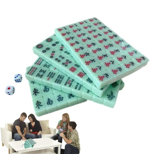 PRIMUZ Mahjong-Set, Leichtes Tragbares Mahjong-Spielstein-Set, Reise-Mahjong-Spielset, 144 Teile/Set, Spielsteine, Reisezubehör Für Ausflüge, Schlafsäle, Häuser, Schulen von PRIMUZ
