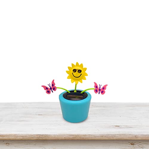 PRIMUZ Solar-Blumenspielzeug, 11,9 x 5,8 x 14 cm, Tanzender Blumenkopf, schüttelnd, solarbetriebenes Tanzen, animierte Auto-Büroschaukel für Solarenergie-Schreibtischdekoration von PRIMUZ