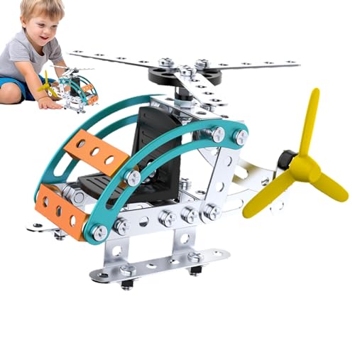 PRIMUZ Spielzeughubschrauber,Minihubschrauber,DIY Montage 3D Kinder Flugzeug Modell Spielzeug - Mechanisches Ornament, Flugzeugkonstruktionsspielzeug, Puzzlespielzeug, anspruchsvolles DIY-Spielzeug von PRIMUZ