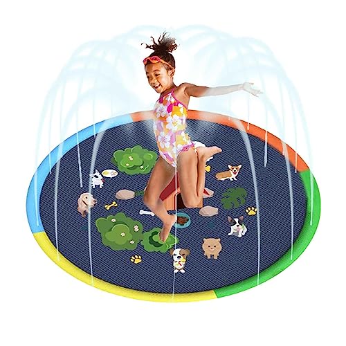Sprinkler-Pad, 78,74 Zoll Kinder-Sprinkler-Spritzpad, Sprinkler-Pool-Sommerpad, Wassersprinkler-Sprühmatte, Spielzeug für Kleinkinder, aufblasbare Wasserpolsterung für Kinder von PRIMUZ