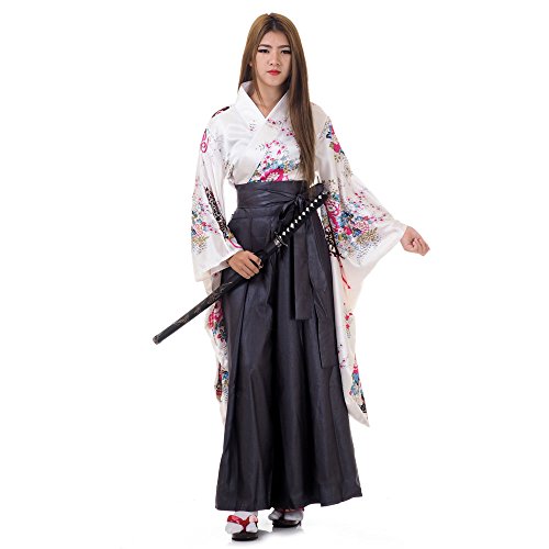 PRINCESS OF ASIA Hochwertiges Japan Damen Geisha Samurai Kriegerin Kimono Outfit Kostüm Hanfu Kleid Kanna aus Baumwolle & Satin von PRINCESS OF ASIA