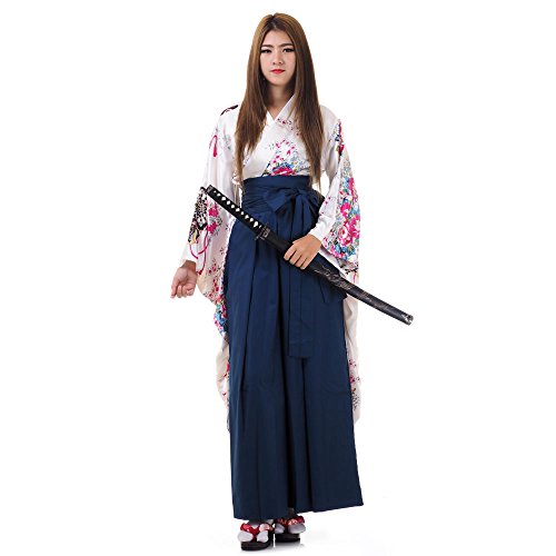 PRINCESS OF ASIA Hochwertiges Japan Damen Geisha Samurai Kriegerin Kimono Outfit Kostüm Hanfu Kleid Kanna aus Baumwolle & Satin von PRINCESS OF ASIA
