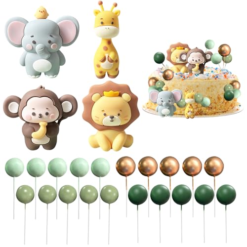 Cake Topper Geburtstag: PRITOK 24 Stück Tiere Kuchendeko, Dschungel Deko Geburtstag, Giraffe, Löwe, Elefant, Affe, Kuchendekoration, Kuchendekoration, Mini-Ballons für Hochzeit Party Babyparty Cake Topper Geburtstag: PRITOK 24 Stück Tiere Kuchendeko, Dschungel Deko Geburtstag, Giraffe, Löwe, Elefant, Affe, Kuchendekoration, Kuchendekoration, Mini-Ballons für Hochzeit Party Babyparty von PRITOK
