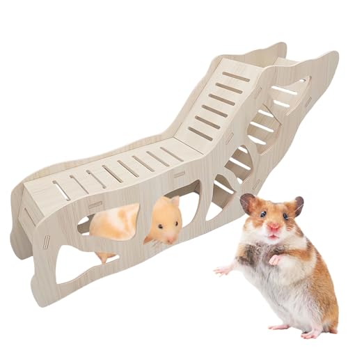 PRITOK Hamster-Kletterleiter: 1 Stück Holz, Hamsterhaus, Hamster Versteck für kleine Haustiere, Rennmäuse, Zwerghamster (45 x 19,5 x 9,5 cm) von PRITOK