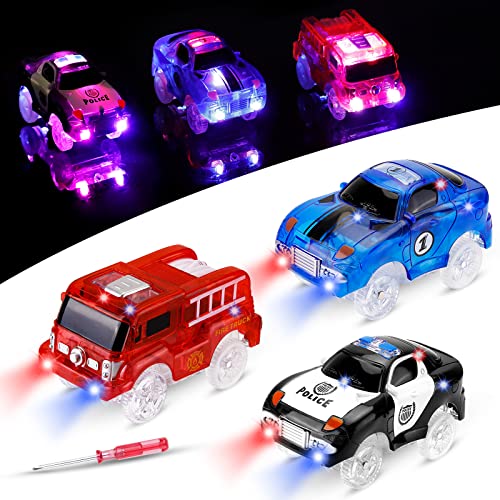 PROACC Track Cars für Kinder, 3 Pack Race Cars Autorennbahn Spielzeug Auto, 5 LED Blinklichtern Magic Toys, Childs Geschenke von PROACC
