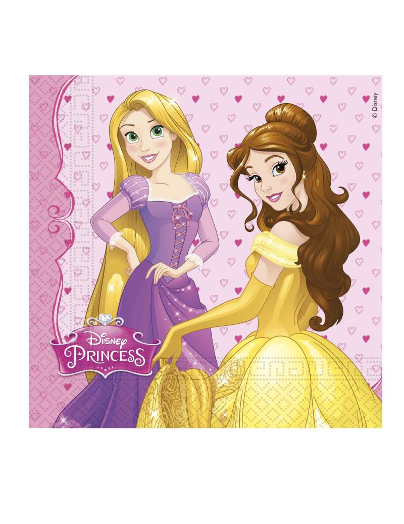 Disney-Servietten Märchenprinzessinnen 20 Stück bunt 33 x 33 cm von KARNEVAL-MEGASTORE