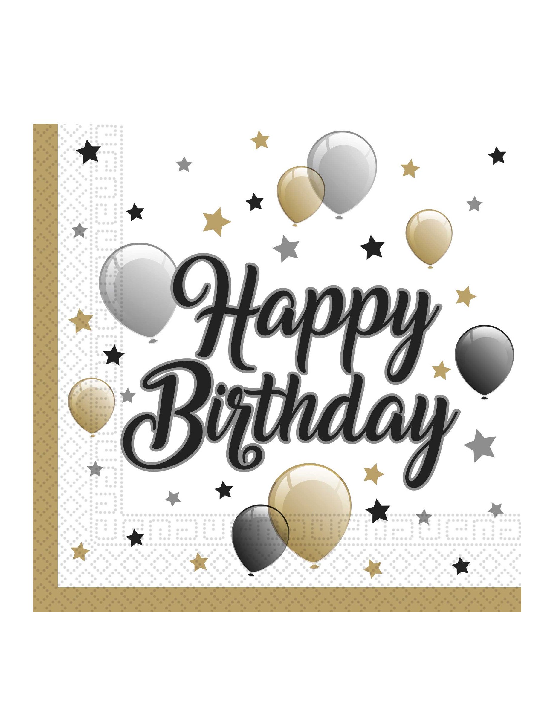 Happy Birthday Geburtstagsservietten aus Papier 20 Stück schwarz-silberfarben-gold 33 x 33 cm Happy Birthday Geburtstagsservietten aus Papier 20 Stück schwarz-silberfarben-gold 33 x 33 cm von KARNEVAL-MEGASTORE