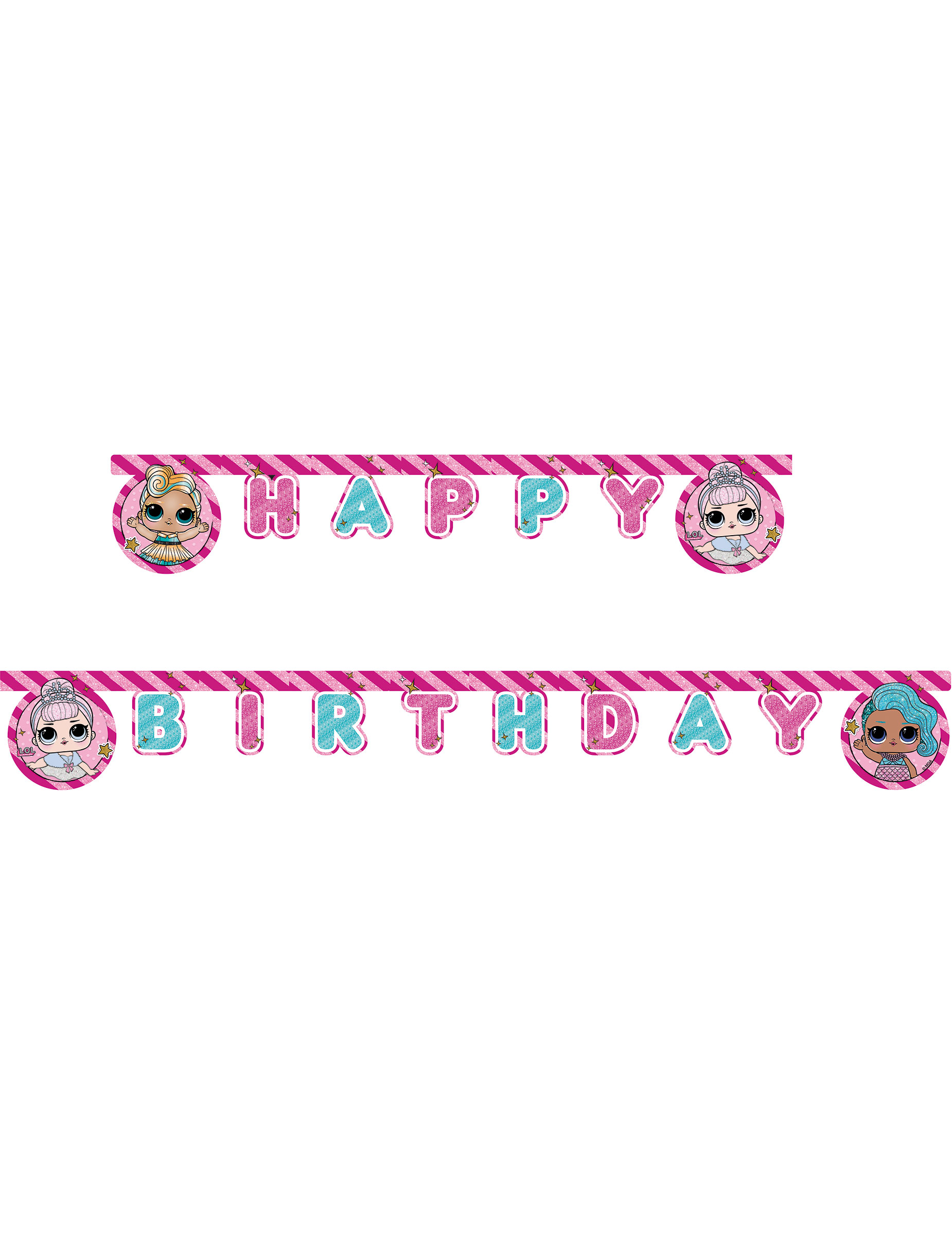 LOL Surprise-Girlande Happy Birthday Dekoration bunt 2m von KARNEVAL-MEGASTORE