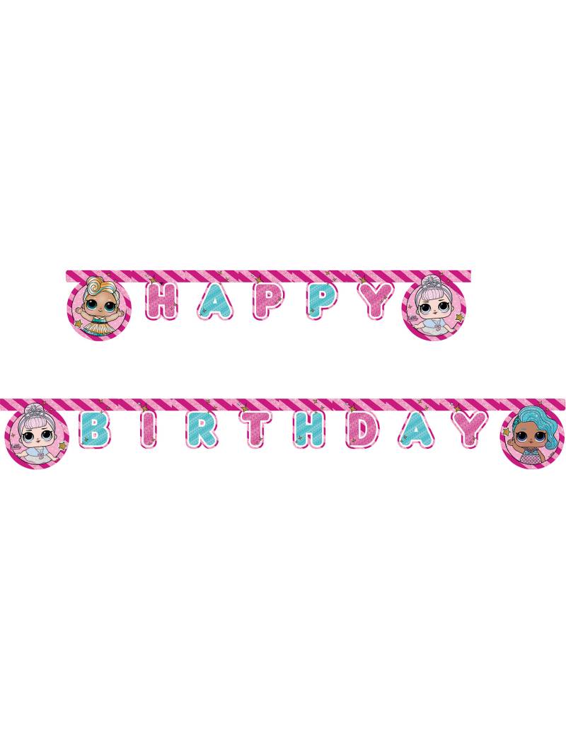 LOL Surprise-Girlande Happy Birthday Dekoration bunt 2m von KARNEVAL-MEGASTORE