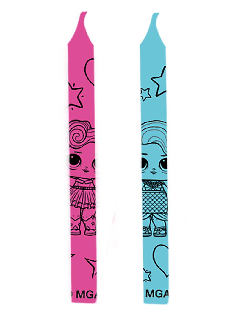 LOL Surprise-Kerzen Kindergeburtstag 12 Stück rosa-blau 6 cm von KARNEVAL-MEGASTORE