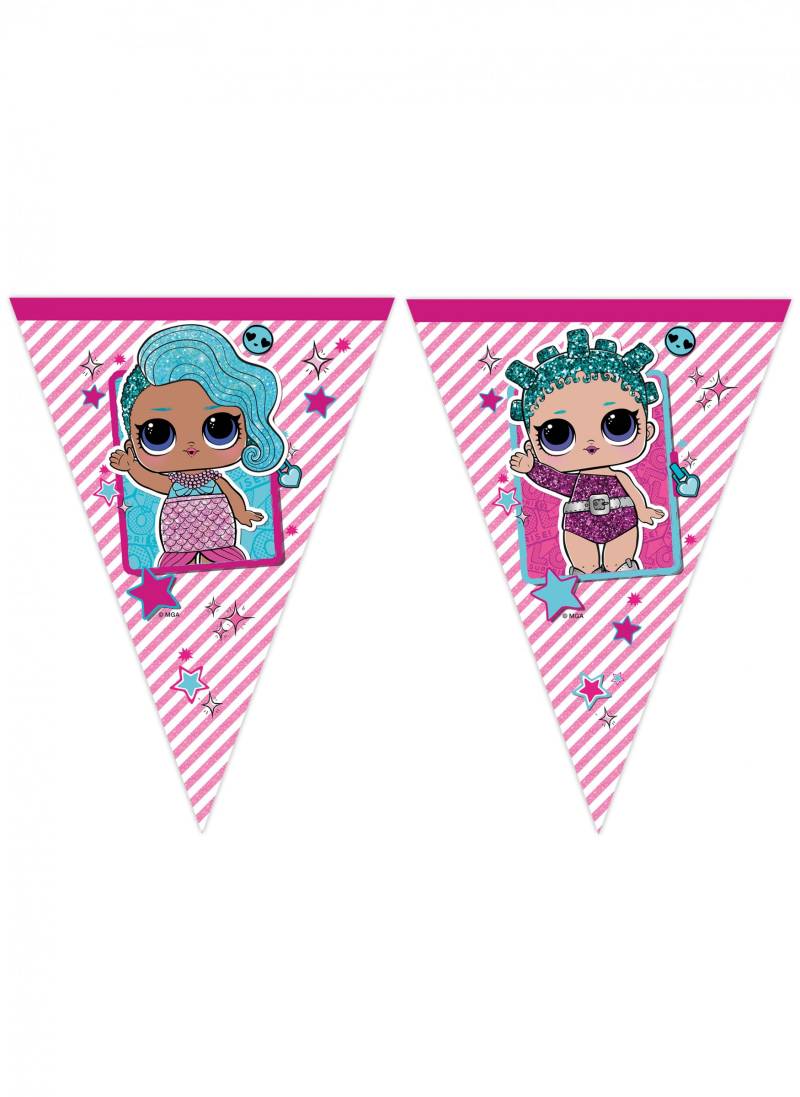 LOL Surprise-Wimpelgirlande Kindergeburtstag-Partydeko pink 2,3 m von KARNEVAL-MEGASTORE