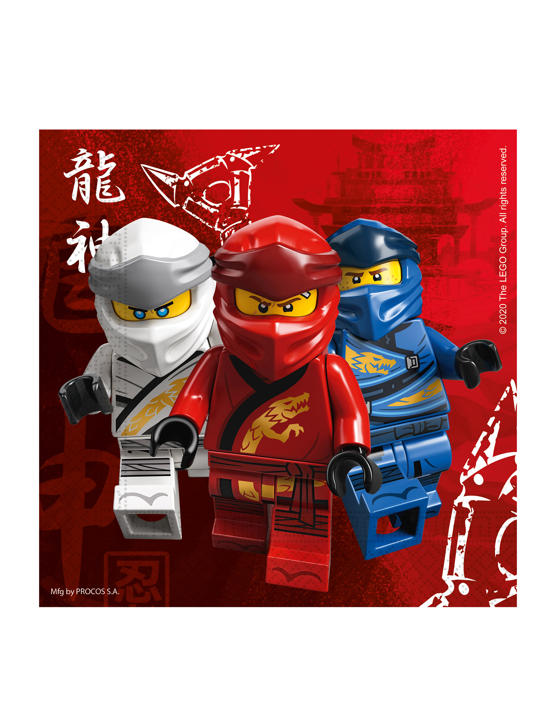 Lego Ninjago-Papierservietten FSC zertifiziert 20 Stück bunt 33 x 33 cm von KARNEVAL-MEGASTORE