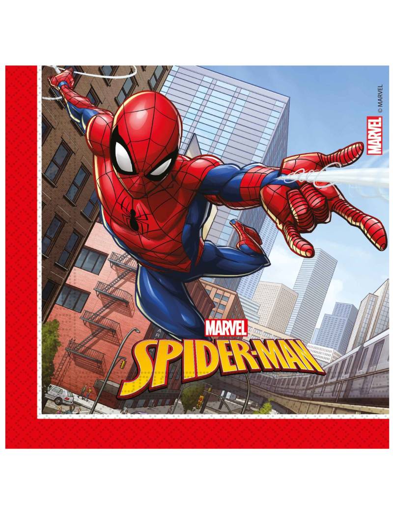 Marvel Spiderman-Servietten Superhelden-Tischdeko 20 Stück bunt 33 x 33 cm von KARNEVAL-MEGASTORE