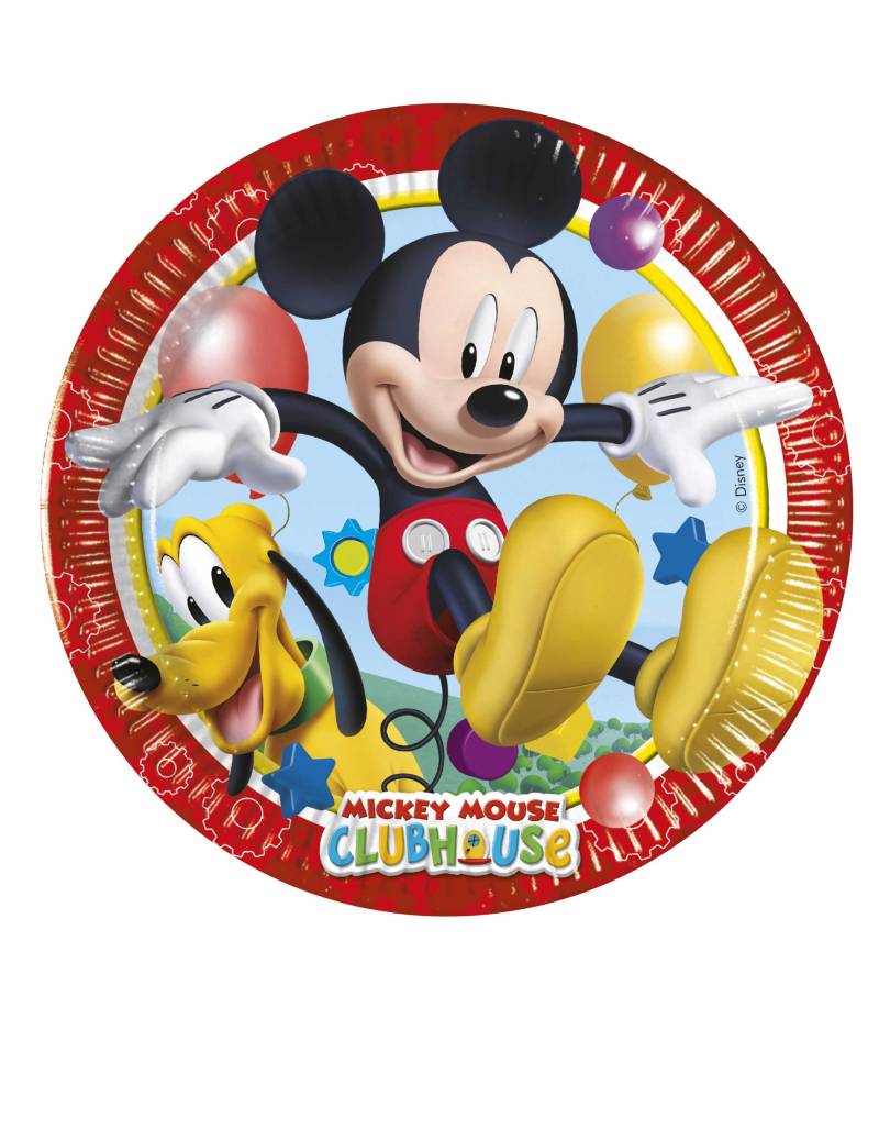 Micky Maus Wunderhaus Pappteller 8 Stück bunt 20 cm von KARNEVAL-MEGASTORE
