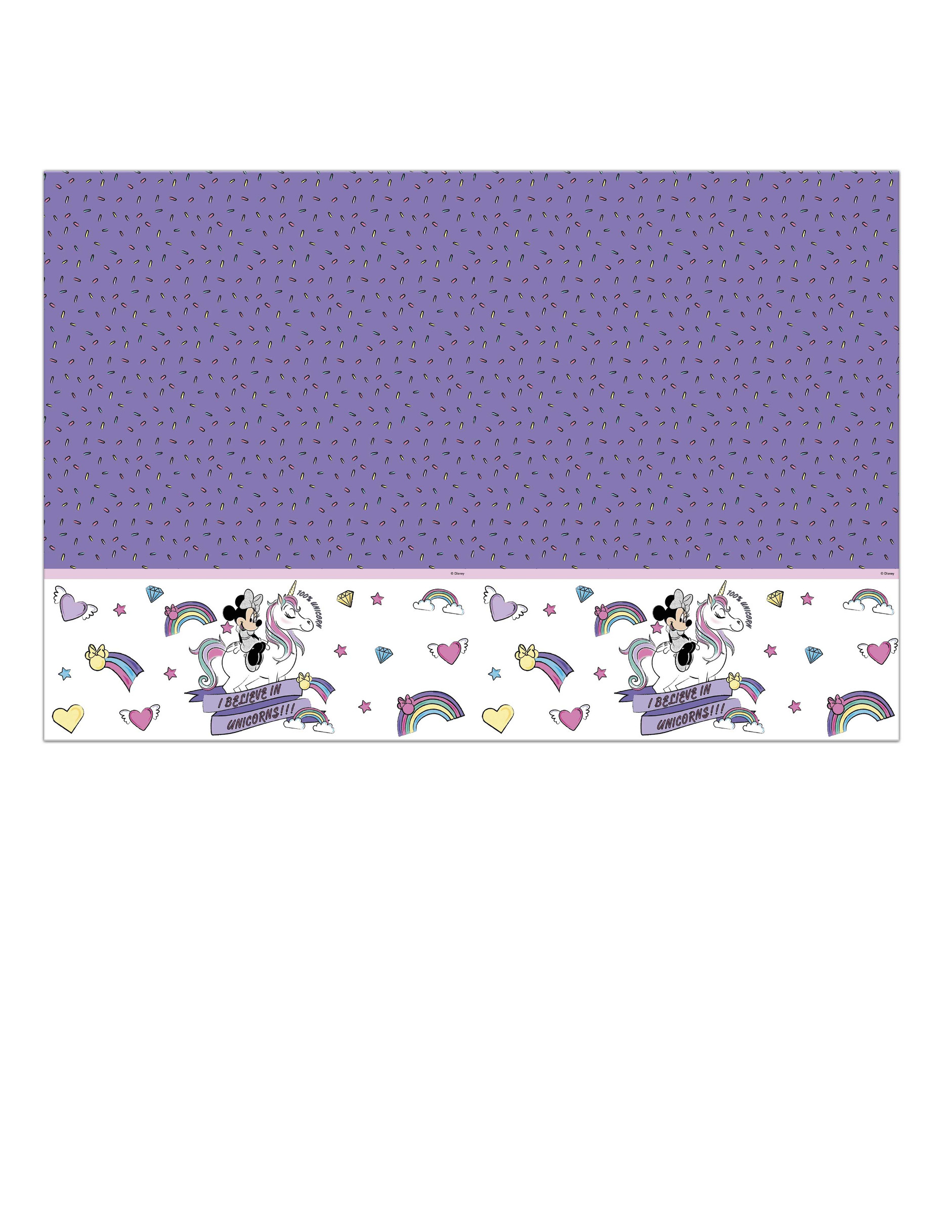 Minnie Maus und Einhorn-Tischdecke Dekoration lila-weiss 120x180cm von KARNEVAL-MEGASTORE