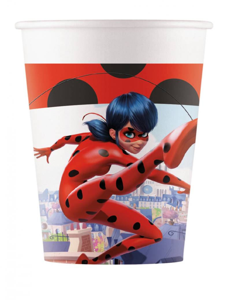 Miraculous-Partybecher Ladybug-Becher 8 Stück rot-weiss 200ml von KARNEVAL-MEGASTORE