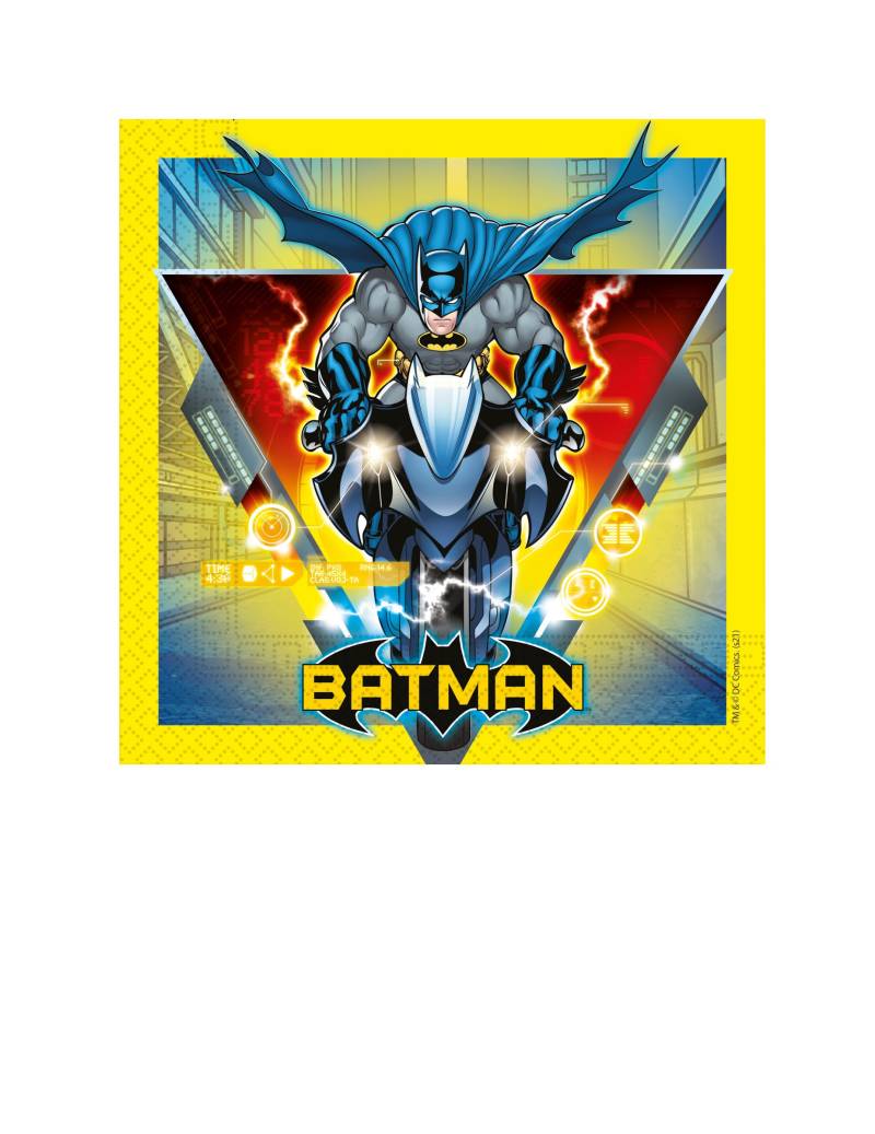 Offizielle Batman-Papierservietten 20 Stück bunt 33 x 33 cm von KARNEVAL-MEGASTORE