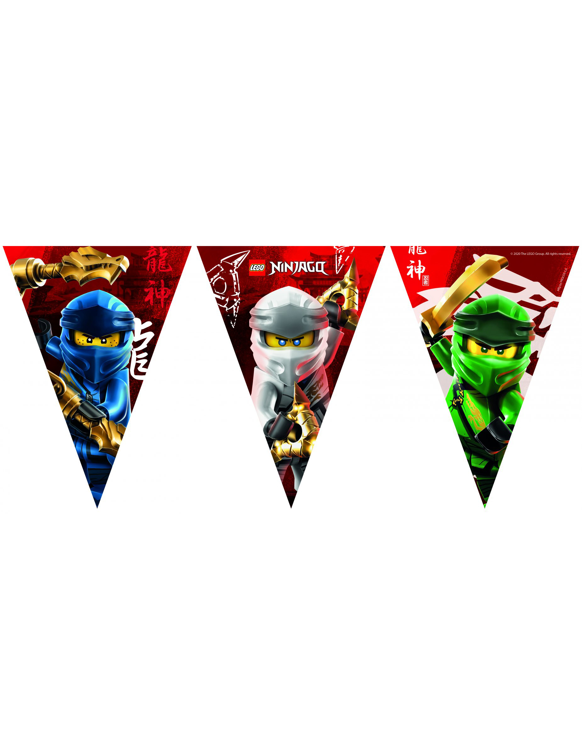 Offizielle Lego Ninjago-Wimpelgirlande bunt 2,3 m von KARNEVAL-MEGASTORE