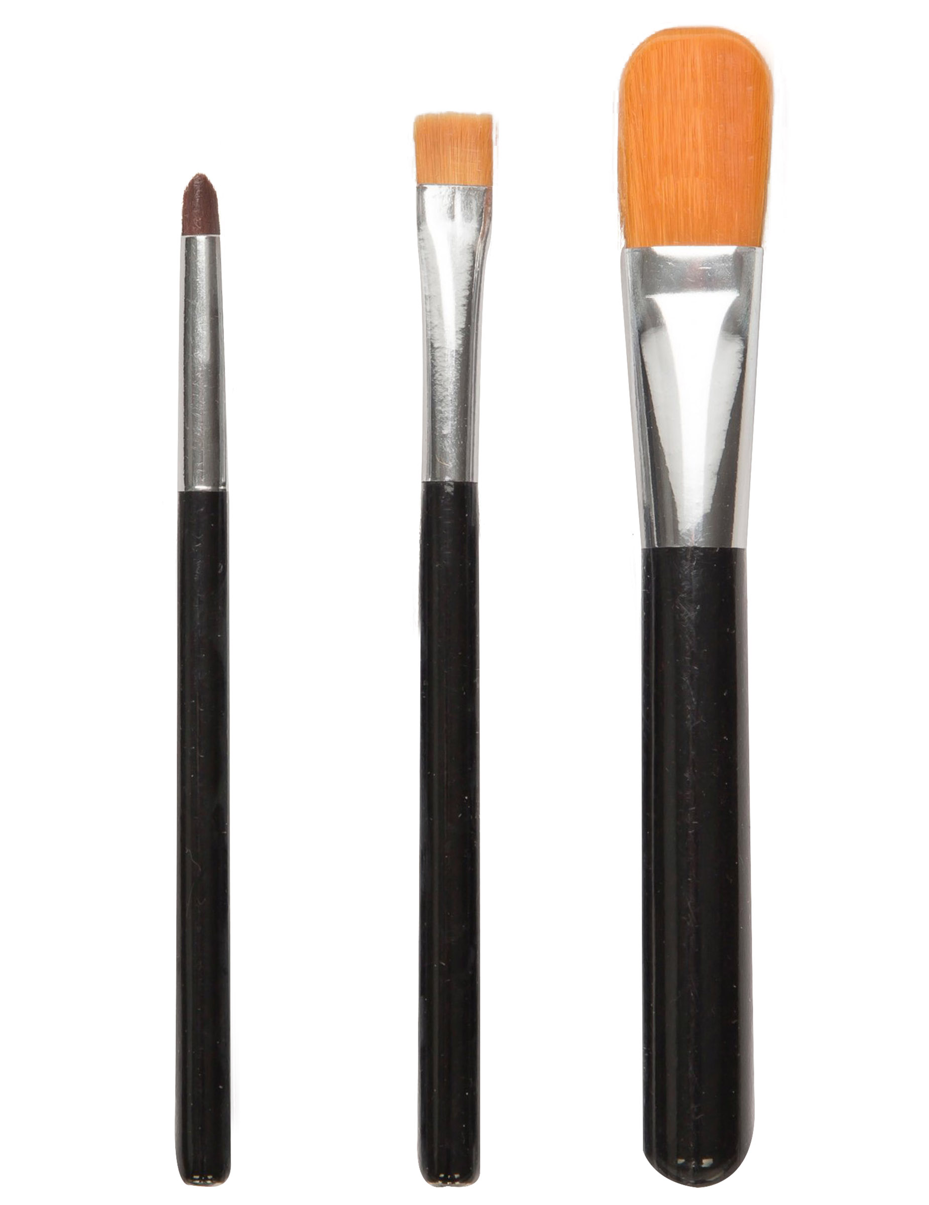 Pinsel-Set Make-up Zubehör 3-teilig schwarz-silberfarben von VIVING COSTUMES / JUINSA