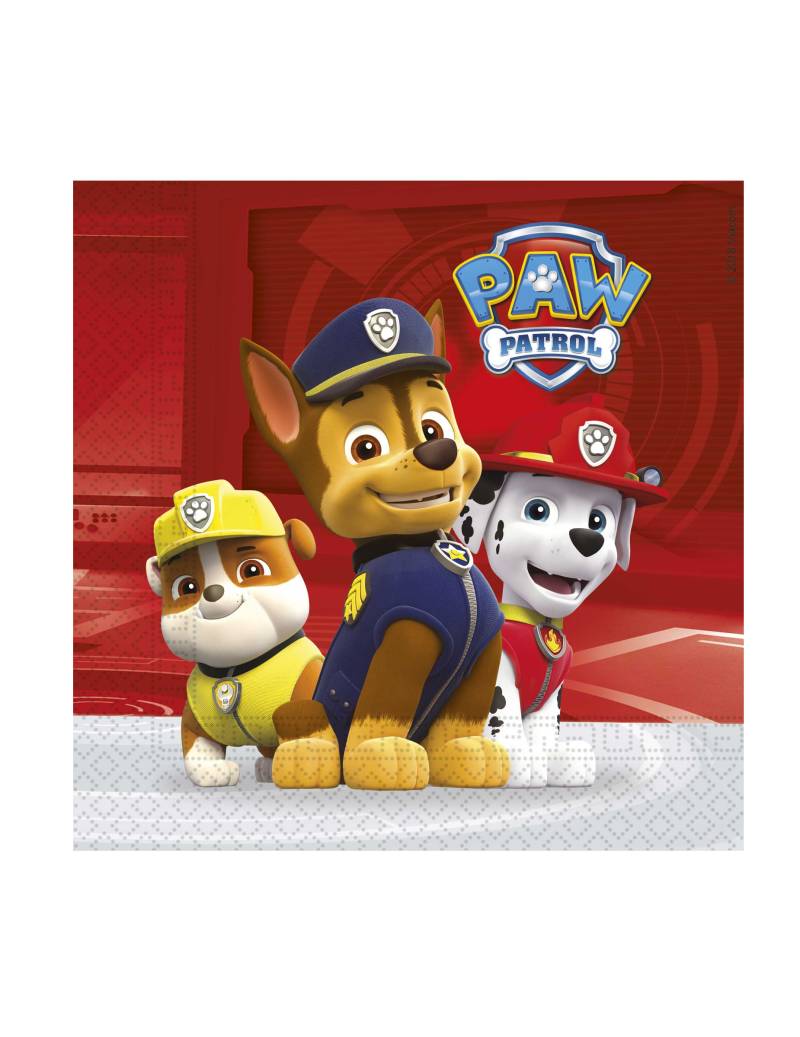 Paw Patrol-Servietten Tischdeko Kindergeburtstag 20 Stück bunt 33x33cm von KARNEVAL-MEGASTORE