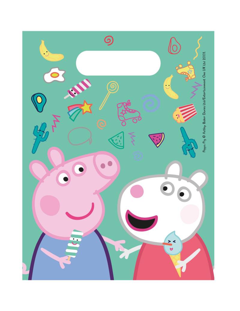 Peppa Wutz-Geschenktüten 6 Stück bunt 17 x 23 cm von KARNEVAL-MEGASTORE