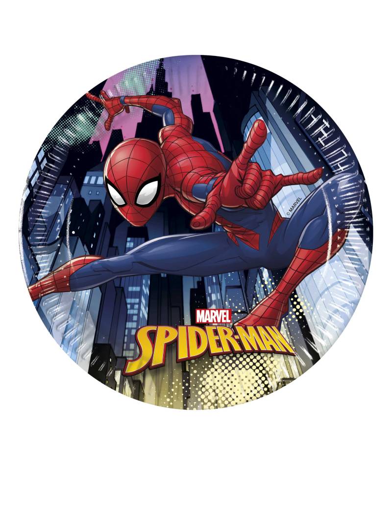 Spider-Man Pappteller 8 Stück bunt 20 cm von KARNEVAL-MEGASTORE