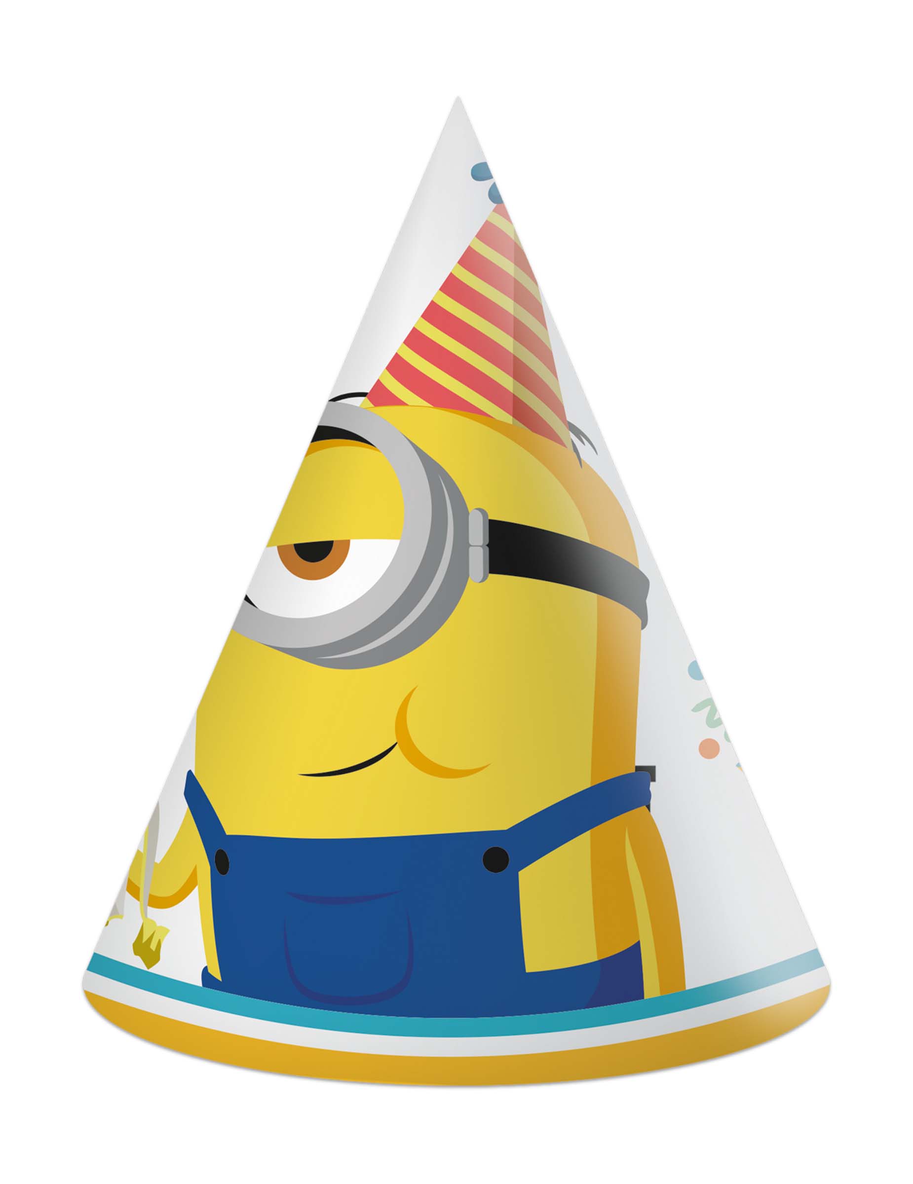 Spitze Minions-Partyhüte für Kinder 6 Stück bunt 16 x 12 cm von KARNEVAL-MEGASTORE