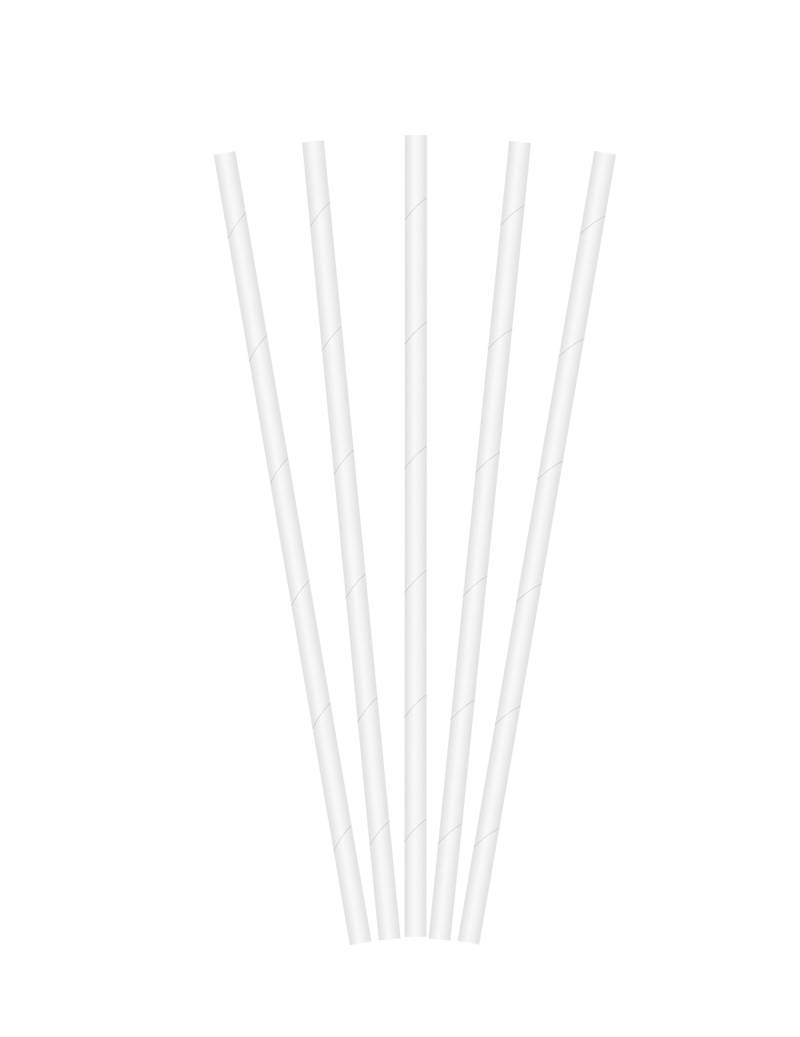 Strohhalm-Set aus Papier 20 Stück weiß 19,5 cm von KARNEVAL-MEGASTORE
