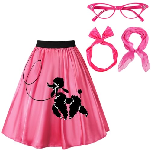PROMOTED TO BIG SISTER 50er Jahre Damen Outfit 1950 Pudel Rock Halloween Kostüm Zubehör Schal Brille Stirnband, Rosenrot, XL PROMOTED TO BIG SISTER 50er Jahre Damen Outfit 1950 Pudel Rock Halloween Kostüm Zubehör Schal Brille Stirnband, Rosenrot, XL von PROMOTED TO BIG SISTER