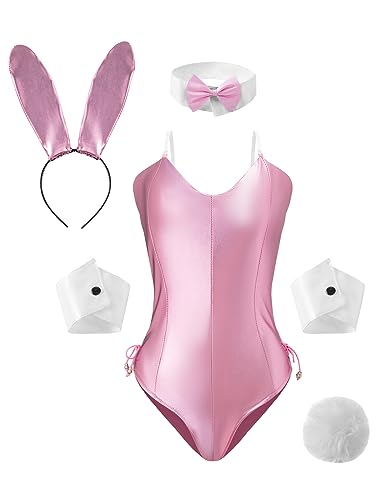 PROMOTED TO BIG SISTER Damen Bunny Girl Cosplay Kostüm Mai Sakurajima Bunny Bodysuit Set, Pink, X-Large von PROMOTED TO BIG SISTER