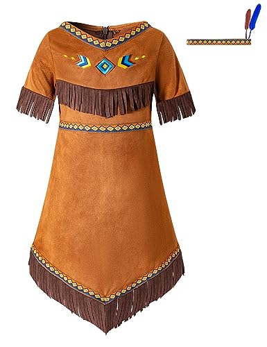 PROMOTED TO BIG SISTER Halloween-Kleidung für Mädchen, Indianer, Thanksgiving-Kleid (4-5 Jahre) von PROMOTED TO BIG SISTER