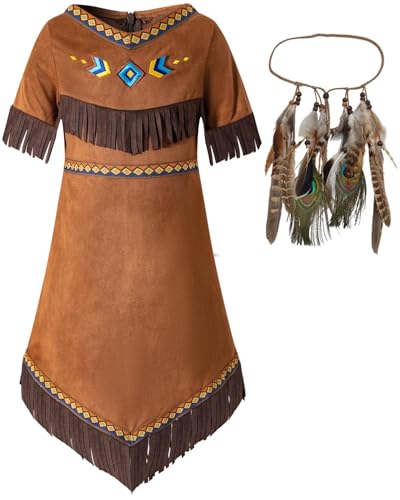 PROMOTED TO BIG SISTER Halloween-Kostüm für Damen, Indianer-Kostüm, Indianerkleid, Thanksgiving-Kleid, Braun, XXL von PROMOTED TO BIG SISTER